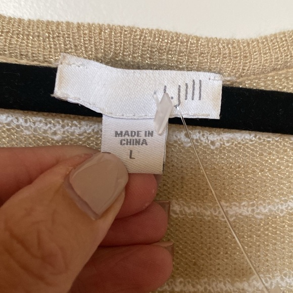 J.Jill Linen Blend Sweater Womens L Lightweight Oversized Boxy Striped Coastal - Picture 7 of 8